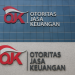 Gedung Otoritas Jasa Keuangan (OJK) dengan logo merah putih di fasad depan